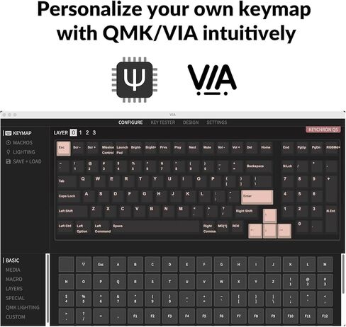Keychron Q5 Wired Custom Mechanical Keyboard, Hot-Swappable RGB Backlight QMK/VIA Programmable Macro for Mac Windows Linux, Double-Gasket- Silver Grey, Gateron G Pro Red Switch in Saudi Arabia