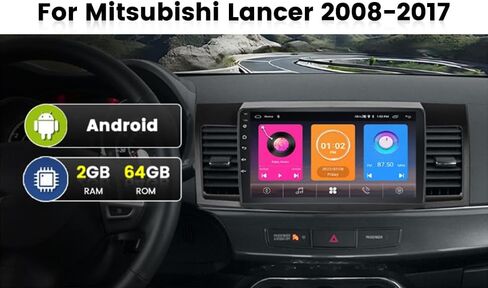 Car Stereo for Mitsubishi Lancer 2008-2017 with Wireless Carplay Android Auto, 2+64GB Android 13 10.1 Inch Touchscreen Car Radio with GPS Navi/WiFi/BT/FM RDS/SWC/EQ/Mirror Link+ AHD Backup Camera Mic in Saudi Arabia