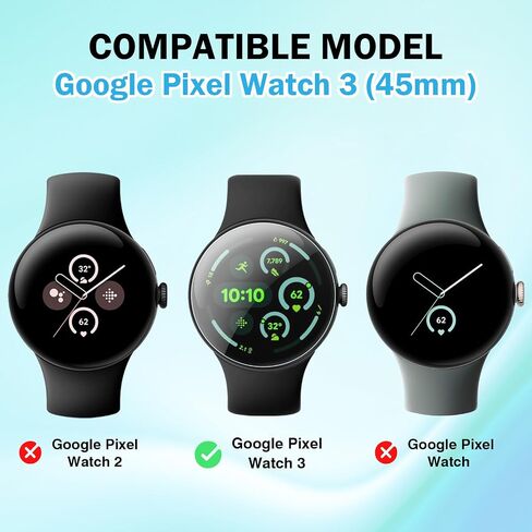 6 عبوات من واقي الشاشة المتوافق مع ساعة Google Pixel Watch 3 45 مم (2024) طبقة TPU المرنة الرفيعة للغاية [ليس زجاجًا] مع واقي شاشة مضاد للخدش، HD شفاف وحساس لساعة Pixel 3 45 مم in Kuwait