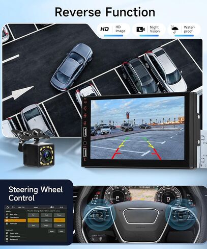 راديو ستيريو للسيارة بشاشة لمس واحدة Din، راديو Carplay Android Auto، شاشة لمس محمولة 7 بوصة، راديو السيارة مشغل الوسائط المتعددة مع وصلة مرآة بلوتوث FM EQ AUX وكاميرا احتياطية SWC USB in Saudi Arabia