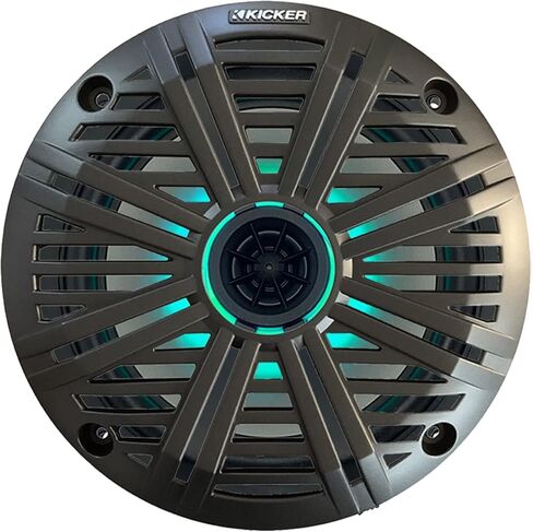 Kicker All-Weather Marine Gauge Style Bluetooth USB Stereo Receiver Bundle Combo with (Qty 2) 6.5" 2-Way 195W Max Coaxial Marine LED Speaker w/Charcoal Salt Water Grille, 16-Gauge Wire, Antenna in Saudi Arabia