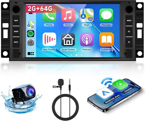 [2G+64G] Android Car Stereo for Jeep Wrangler 2007-2015 Dodge Ram 2009-2011 Chevrolet with Wireless Carplay Android Auto, Hodozzy 7 Inch Touch Screen Head Unit Radio Bluetooth WiFi GPS HiFi Camera in Saudi Arabia