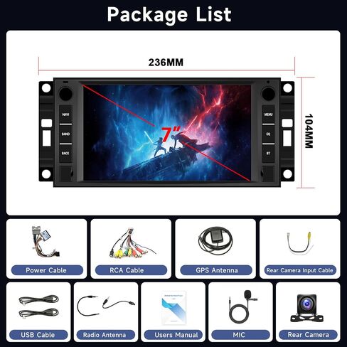 [2G+64G] Android Car Stereo for Jeep Wrangler 2007-2015 Dodge Ram 2009-2011 Chevrolet with Wireless Carplay Android Auto, Hodozzy 7 Inch Touch Screen Head Unit Radio Bluetooth WiFi GPS HiFi Camera in Saudi Arabia