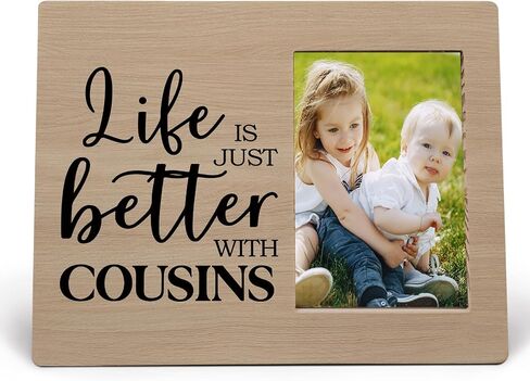 Cousins Picture Frame, Cousin Frame, Cousin Gifts for Women Men, Gifts for Cousins Female, Life is Just Better with Cousins Wood Photo Frame for 4x6 Photos, Cousins Gifts from Cousins in Saudi Arabia