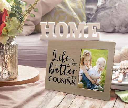 Cousins Picture Frame, Cousin Frame, Cousin Gifts for Women Men, Gifts for Cousins Female, Life is Just Better with Cousins Wood Photo Frame for 4x6 Photos, Cousins Gifts from Cousins in Saudi Arabia
