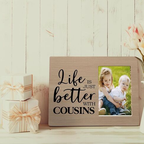 Cousins Picture Frame, Cousin Frame, Cousin Gifts for Women Men, Gifts for Cousins Female, Life is Just Better with Cousins Wood Photo Frame for 4x6 Photos, Cousins Gifts from Cousins in Saudi Arabia