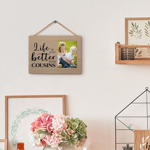 Cousins Picture Frame, Cousin Frame, Cousin Gifts for Women Men, Gifts for Cousins Female, Life is Just Better with Cousins Wood Photo Frame for 4x6 Photos, Cousins Gifts from Cousins in Saudi Arabia
