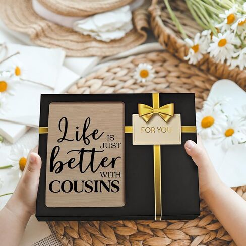 Cousins Picture Frame, Cousin Frame, Cousin Gifts for Women Men, Gifts for Cousins Female, Life is Just Better with Cousins Wood Photo Frame for 4x6 Photos, Cousins Gifts from Cousins in Saudi Arabia