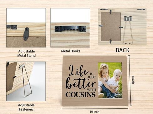 Cousins Picture Frame, Cousin Frame, Cousin Gifts for Women Men, Gifts for Cousins Female, Life is Just Better with Cousins Wood Photo Frame for 4x6 Photos, Cousins Gifts from Cousins in Saudi Arabia