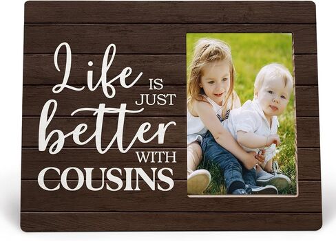 Cousins Picture Frame, Cousin Frame, Cousin Gifts for Women Men, Gifts for Cousins Female, Life is Just Better with Cousins Wood Photo Frame for 4x6 Photos, Cousins Gifts from Cousins in Saudi Arabia