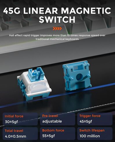 DAREU EK75RT Rapid Trigger Wired Gaming Keyboard, Hall Effect Magnetic Switch Mechanical Keyboard, Adjustable Actuation, 75% TKL with Knob, Magnetic Sensing RGB Backlit, PBT Keycaps for FPS in Saudi Arabia