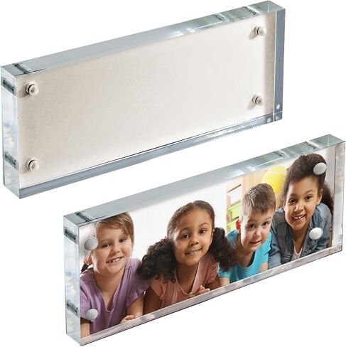 Azar Displays 104663-BLK-2PK Black Acrylic Block with Metal Back Plate 4.5" X 3", 2-Pack, Black in Kuwait