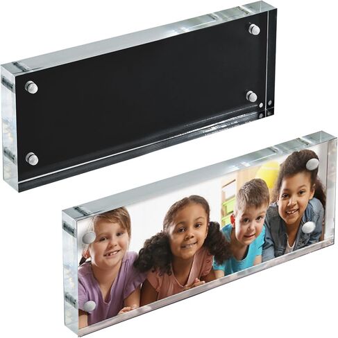 Azar Displays 104663-BLK-2PK Black Acrylic Block with Metal Back Plate 4.5" X 3", 2-Pack, Black in Kuwait