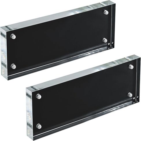 Azar Displays 104663-BLK-2PK Black Acrylic Block with Metal Back Plate 4.5" X 3", 2-Pack, Black in Kuwait