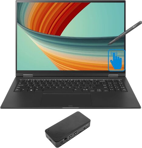 لاب توب LG gram للمنزل والأعمال 2 في 1 (Intel i7-1360P 12-Core، 32GB LPDDR5 5200MHz RAM، 2TB PCIe SSD، Intel Iris Xe، 16.0 بوصة 60 هرتز Touch Wide QXGA (2560x1600)، Win 11 Pro) مع USB -C قفص الاتهام in Saudi Arabia