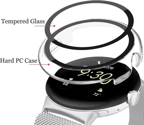 2 Pack Compatible with Google Pixel Watch 3 41mm Case with Screen Protector, HD Tempered Glass + Hard PC Gradient Cover for Google Pixel Watch 3 41mm Accessories (Blue Purple + Black) in Saudi Arabia