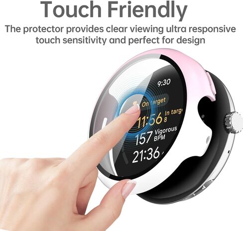 2 Pack Compatible with Google Pixel Watch 3 41mm Case with Screen Protector, HD Tempered Glass + Hard PC Gradient Cover for Google Pixel Watch 3 41mm Accessories (Blue Purple + Black) in Saudi Arabia