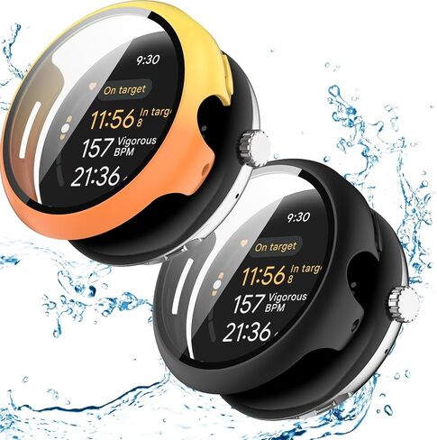 2 Pack Compatible with Google Pixel Watch 3 41mm Case with Screen Protector, HD Tempered Glass + Hard PC Gradient Cover for Google Pixel Watch 3 41mm Accessories (Blue Purple + Black) in Saudi Arabia