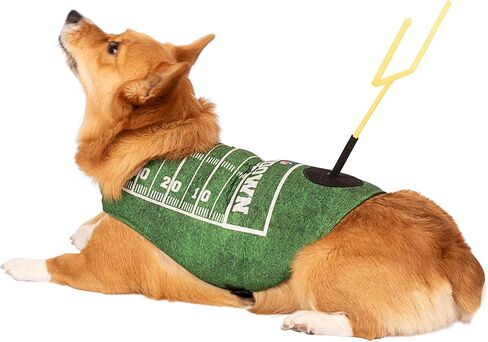 زي Touch Down Dog المرخص رسميًا من الدوري الوطني لكرة القدم الأمريكية من MODERN HERO يشتمل على قطعتين - بدلة مع عمود مرمى وكرة قدم ناعمة (كبير) in Kuwait