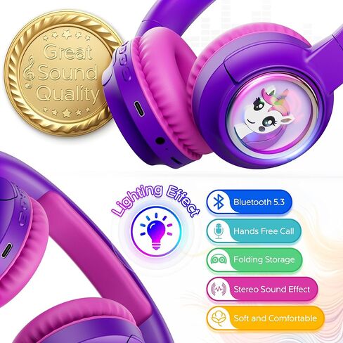 Contixo KB6 Kids Wireless Headphones with Microphone - Over-Ear Bluetooth Headphone Foldable for Kids - 85/95dB with Volume Limited - Toddler Headphones for Boys and Girls Blue in Kuwait