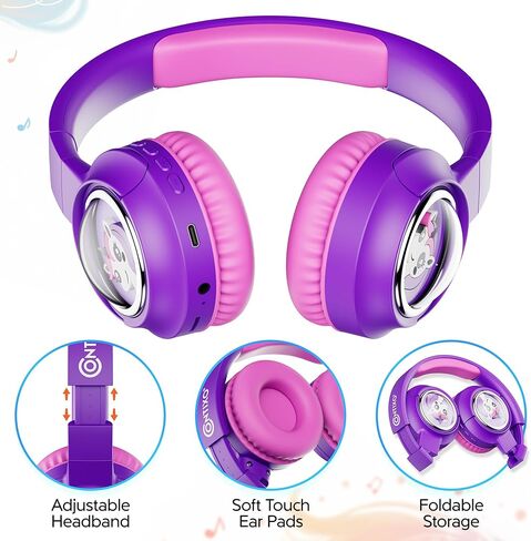 Contixo KB6 Kids Wireless Headphones with Microphone - Over-Ear Bluetooth Headphone Foldable for Kids - 85/95dB with Volume Limited - Toddler Headphones for Boys and Girls Blue in Kuwait