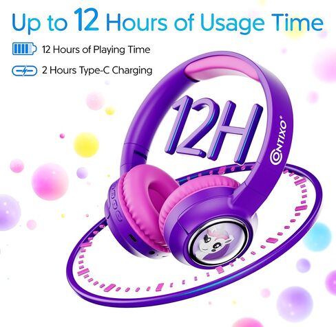 Contixo KB6 Kids Wireless Headphones with Microphone - Over-Ear Bluetooth Headphone Foldable for Kids - 85/95dB with Volume Limited - Toddler Headphones for Boys and Girls Blue in Kuwait