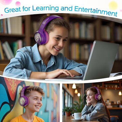 Contixo KB6 Kids Wireless Headphones with Microphone - Over-Ear Bluetooth Headphone Foldable for Kids - 85/95dB with Volume Limited - Toddler Headphones for Boys and Girls Blue in Kuwait