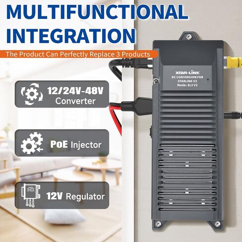 48V POE Power Supply EL3 SET for Starlink Gen 2 DC Conversion Kit - Integrated 12/24V-48V Converter, PoE Injector, 12V Regulator - for Starlink Gen2 Internet Kit Satellite (with Wifi6E Router) in Saudi Arabia