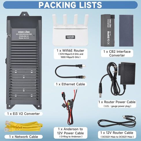 48V POE Power Supply EL3 SET for Starlink Gen 2 DC Conversion Kit - Integrated 12/24V-48V Converter, PoE Injector, 12V Regulator - for Starlink Gen2 Internet Kit Satellite (with Wifi6E Router) in Saudi Arabia