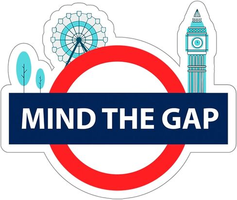 ملصق تذكاري من الفينيل مطبوع عليه Mind The Gap - ملصق صغير مقاوم للماء تحت الأرض في لندن مقاس 4 بوصات لزجاجة المياه، والكوب، وجواز السفر، ودفتر القصاصات، والكمبيوتر المحمول، والكمبيوتر المحمول، وكوب - هدايا لندن المضحكة ID44990 in Saudi Arabia