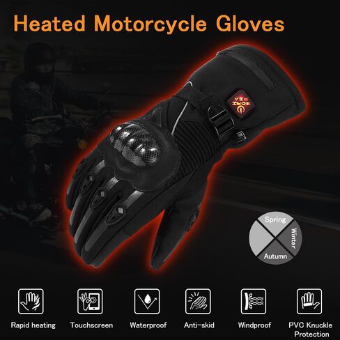 Heated Gloves,Heated Motorcycle Gloves for Men Women with 7.4V 3000mAh Rechargeable Batteries,Electric Gloves,Touchscreen Waterproof Windproof Non-Slip Heated Gloves for Skiing Cycling Fishing in Saudi Arabia