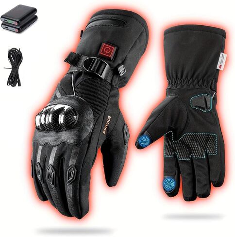 Heated Gloves,Heated Motorcycle Gloves for Men Women with 7.4V 3000mAh Rechargeable Batteries,Electric Gloves,Touchscreen Waterproof Windproof Non-Slip Heated Gloves for Skiing Cycling Fishing in Saudi Arabia