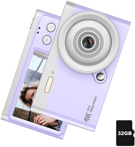 Digital Camera for Kids,2024 Newest Camera for Kids,16X Zoom Time Stamp Anti Shake, Lanyard,32GB Card,Compact Small Camera Gift for Kids Boys Girls Students(32GB Purple) in Saudi Arabia