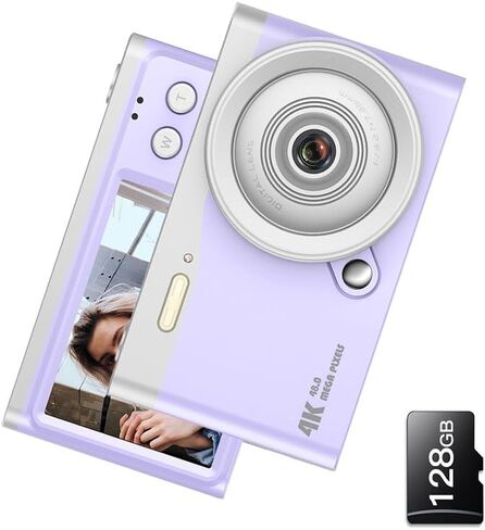 Digital Camera for Kids,2024 Newest Camera for Kids,16X Zoom Time Stamp Anti Shake, Lanyard,32GB Card,Compact Small Camera Gift for Kids Boys Girls Students(32GB Purple) in Saudi Arabia