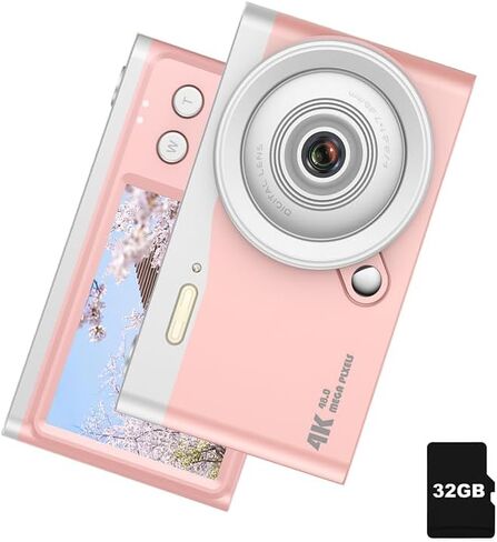 Digital Camera for Kids,2024 Newest Camera for Kids,16X Zoom Time Stamp Anti Shake, Lanyard,32GB Card,Compact Small Camera Gift for Kids Boys Girls Students(32GB Purple) in Saudi Arabia