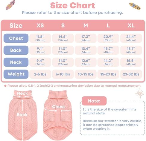Dog Sweater for Small Dogs, Dog Christmas Sweater with Sleeves, Pullover Turtleneck Warm Soft Knitwear for Girl Boys Male Female Chihuahua, Bulldog, Dachshund, Pug, Yorkie (Pink, Medium) in Saudi Arabia