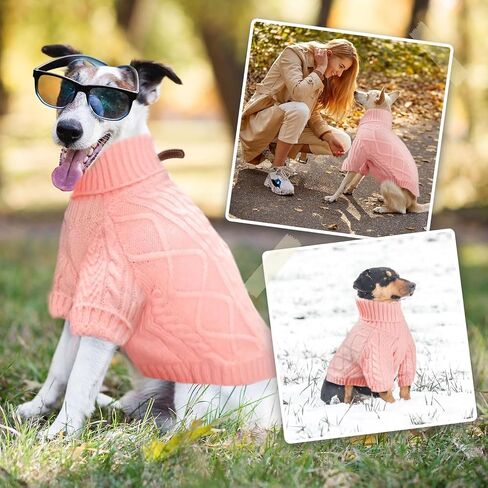 Dog Sweater for Small Dogs, Dog Christmas Sweater with Sleeves, Pullover Turtleneck Warm Soft Knitwear for Girl Boys Male Female Chihuahua, Bulldog, Dachshund, Pug, Yorkie (Pink, Medium) in Saudi Arabia
