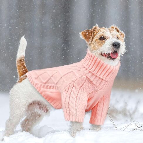 Dog Sweater for Small Dogs, Dog Christmas Sweater with Sleeves, Pullover Turtleneck Warm Soft Knitwear for Girl Boys Male Female Chihuahua, Bulldog, Dachshund, Pug, Yorkie (Pink, Medium) in Saudi Arabia