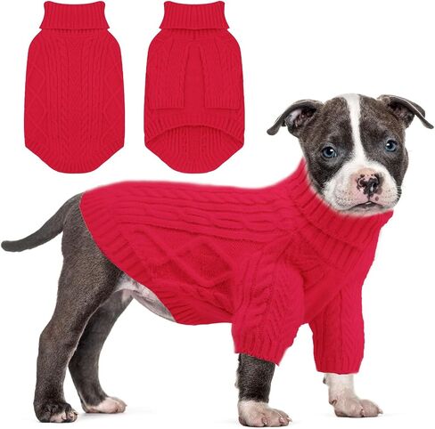 Dog Sweater for Small Dogs, Dog Christmas Sweater with Sleeves, Pullover Turtleneck Warm Soft Knitwear for Girl Boys Male Female Chihuahua, Bulldog, Dachshund, Pug, Yorkie (Pink, Medium) in Saudi Arabia