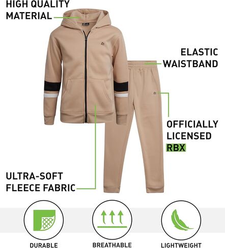 RBX Boys' Jogger Set - 2 Piece Fleece Zip Up Hoodie Sweatshirt and Athletic Jogger Sweatpants for Boys (Sizes: 2T-12) in Kuwait
