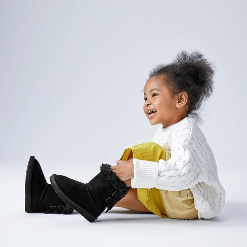 أحذية ثلج كلاسيكية للأطفال من EasyStar بربطة عنق دافئة من الفرو الدافئ لمنتصف الساق للفتيات والفتيان in Kuwait