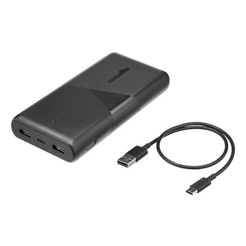 بطارية بنك الطاقة Amazon Basics فائقة الحمل والشحن السريع، 26800 مللي أمبير في الساعة، x1 PD 45W USB-C وx2 12W USB-A لأجهزة الكمبيوتر المحمولة، iPhone 15، Samsung S24، iPad والمزيد، أسود in Saudi Arabia