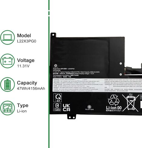 استبدال بطارية الكمبيوتر المحمول L22X3PG0 لجهاز Lenovo IdeaPad Flex 3 Chrome 12IAN8 100e Chromebook Gen 4 Series SB11K08434 5B11K08435 L22M3PG0 SB11K08429 L22B3PG0 L22C3PG0 L22D3PG0 11.31V 47Wh in Saudi Arabia