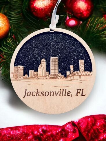 Charlotte Ornament Wooden Souvenir Christmas Tree Decoration with City of Charlotte Gift in Saudi Arabia