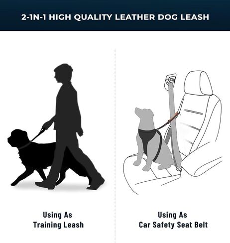 Dog Seat Belt for Car - 14 Inch, Leather, Any Breeds in Saudi Arabia
