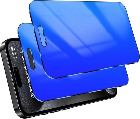 2 Pack Privacy Screen Protector for iPhone 13 Pro Max and for iPhone 14 Plus Tempered Glass Anti-Spy Gradient Colorful Anti Bluelight Easy Installation Frame Full Coverage (6.7 inch Blue) in Kuwait