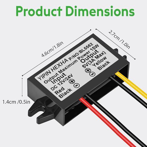 DC 12V 24V إلى 5V DC محول جهد إمداد الطاقة للسيارات، مقاوم للماء DC 8V-32V يتنحى إلى DC 5V 3A 15W منظم الجهد وحدة طاقة باك المتوافقة مع فولت شاحنة السيارة in Kuwait