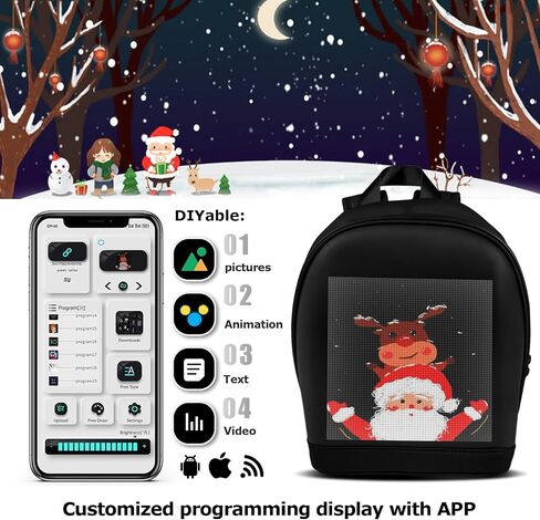 LED Backpack,LED Backpack with Programmable Full Color Display,Ideal gift for birthday/Christmas T6(black) in Saudi Arabia