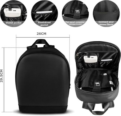 LED Backpack,LED Backpack with Programmable Full Color Display,Ideal gift for birthday/Christmas T6(black) in Saudi Arabia