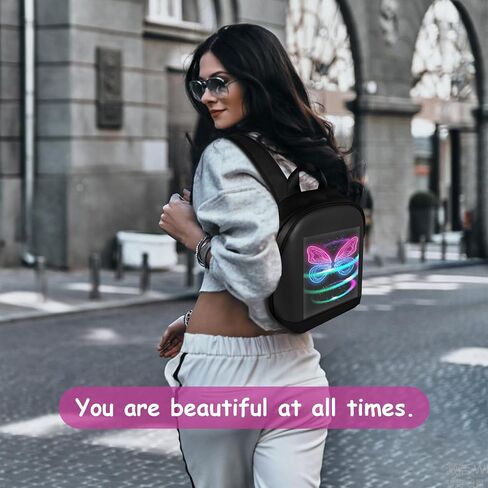 LED Backpack,LED Backpack with Programmable Full Color Display,Ideal gift for birthday/Christmas T6(black) in Saudi Arabia